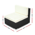 Gardeon 2PC Outdoor Wicker Rattan Sofa Lounge Chair Set Garden