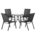 Gardeon 5PC Bistro Set Outdoor Table Chairs Stackable Black