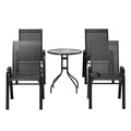 Gardeon 5PC Bistro Set Outdoor Table Chairs Stackable Black