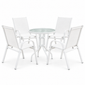 Gardeon 5PC Bistro Set Outdoor Table and Chairs Stackable Patio Furniture White