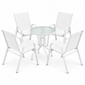 Gardeon 5PC Bistro Set Outdoor Table and Chairs Stackable Patio Furniture White