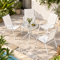 Gardeon 5PC Bistro Set Outdoor Table and Chairs Stackable Patio Furniture White