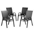 Gardeon 4pc Stackable Outdoor Dining Chairs Black Patio Furniture