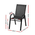 Gardeon 4pc Stackable Outdoor Dining Chairs Black Patio Furniture