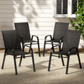 Gardeon 4pc Stackable Outdoor Dining Chairs Black Patio Furniture