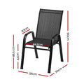 Gardeon 6PC Stackable Outdoor Dining Chairs Black Patio Furniture