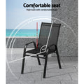 Gardeon 6PC Stackable Outdoor Dining Chairs Black Patio Furniture