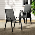 Gardeon 6PC Stackable Outdoor Dining Chairs Black Patio Furniture