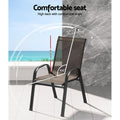 Gardeon 6PC Outdoor Dining Chairs Stackable Brown Patio Furniture
