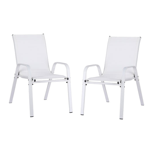 Gardeon 2PC Outdoor Dining Chairs Stackable White Patio Lounge