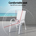 Gardeon 2PC Outdoor Dining Chairs Stackable White Patio Lounge