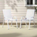 Gardeon 2PC Outdoor Dining Chairs Stackable White Patio Lounge