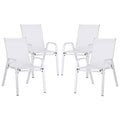 Gardeon 4pc Stackable Outdoor Dining Chairs White Patio Lounge