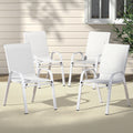Gardeon 4pc Stackable Outdoor Dining Chairs White Patio Lounge
