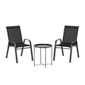 Gardeon 3PC Bistro Set Outdoor Patio Table Chairs Stackable Black