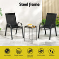 Gardeon 3PC Bistro Set Outdoor Patio Table Chairs Stackable Black