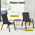 Gardeon 3PC Bistro Set Outdoor Patio Table Chairs Stackable Black