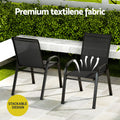 Gardeon 3PC Bistro Set Outdoor Patio Table Chairs Stackable Black