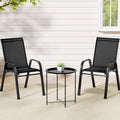 Gardeon 3PC Bistro Set Outdoor Patio Table Chairs Stackable Black