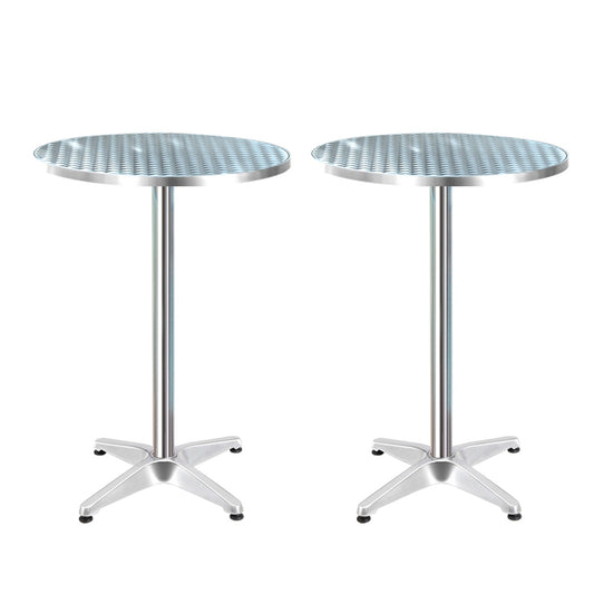 Gardeon Outdoor Bar Table Set 2 Aluminium Round 70/110cm