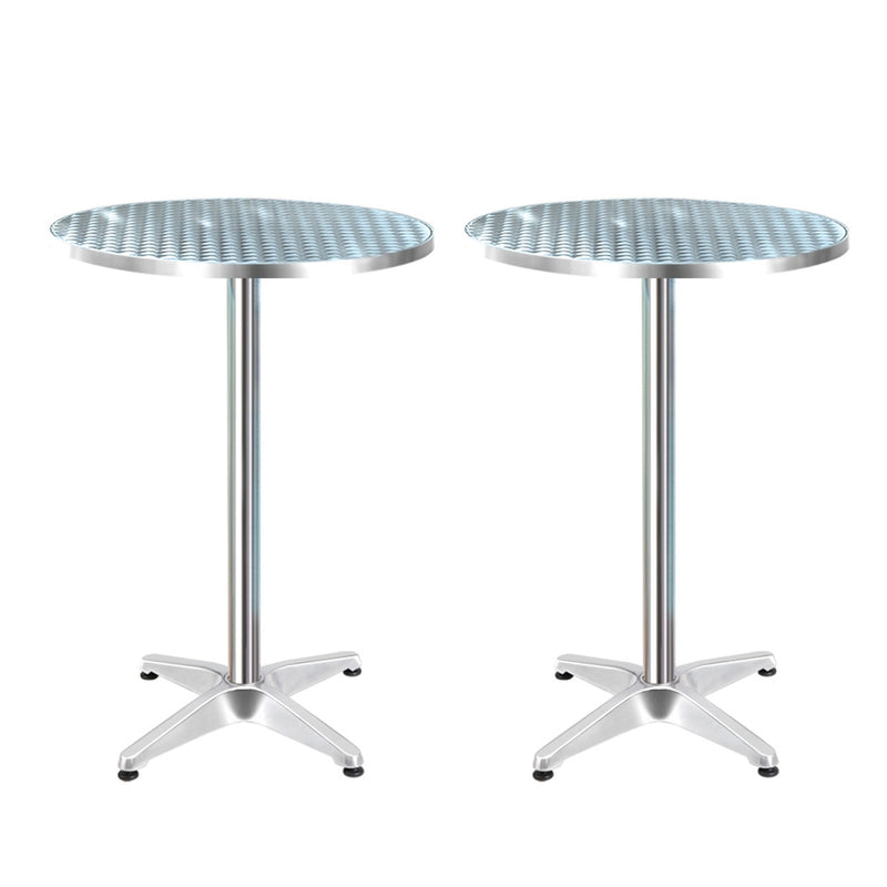 Gardeon Outdoor Bar Table Set 2 Aluminium Round 70/110cm