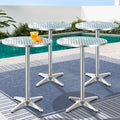 Gardeon Outdoor Bar Table 70/110CM Aluminium Round Set 6