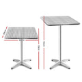 Gardeon Outdoor Bar Table Adjustable Aluminium Square 70-110cm