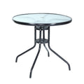 Gardeon Outdoor Bar Table Glass Top Steel Frame Parasol Hole