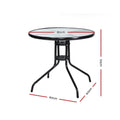 Gardeon Outdoor Bar Table Glass Top Steel Frame Parasol Hole