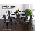 Gardeon Outdoor Bar Table Glass Top Steel Frame Parasol Hole