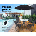 Gardeon Outdoor Bar Table Glass Top Steel Frame Parasol Hole