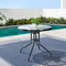 Gardeon Outdoor Bar Table Furniture Glass Cafe Table Steel Side w/Parasol Hole