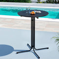 Gardeon Outdoor Bar Table Round Folding 109cm Patio Furniture Black