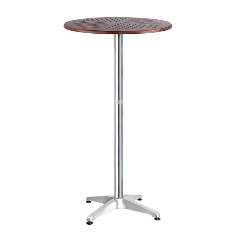 Gardeon Outdoor Bar Table Round Wooden Cafe Aluminium 80cm