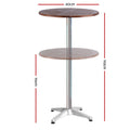 Gardeon Outdoor Bar Table Round Wooden Cafe Aluminium 80cm
