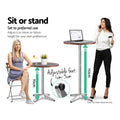 Gardeon Outdoor Bar Table Round Wooden Cafe Aluminium 80cm