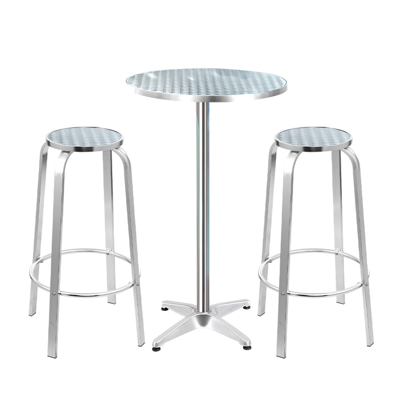 Gardeon 3 Piece Outdoor Bar Set Bistro Table Stools Round Cafe