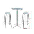 Gardeon 3 Piece Outdoor Bar Set Bistro Table Stools Round Cafe