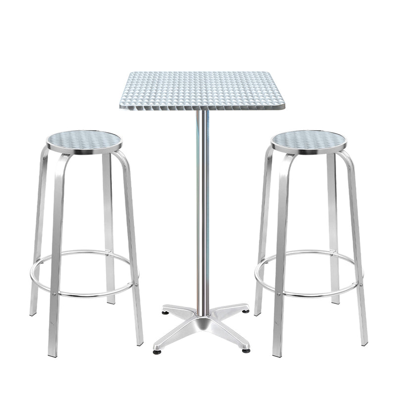 Gardeon Outdoor Bar Set 3pc Bistro Table Stools Adjustable Square