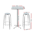 Gardeon Outdoor Bar Set 3pc Bistro Table Stools Adjustable Square