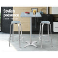 Gardeon Outdoor Bar Set 3pc Bistro Table Stools Adjustable Square