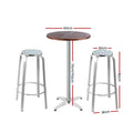 Gardeon Outdoor Bar Set 3pc Bistro Table Stools Wooden Cafe