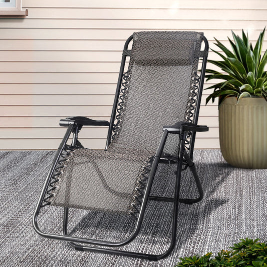 Gardeon Zero Gravity Chair Folding Recliner Beige Outdoor Sun Lounge