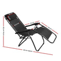 Gardeon Zero Gravity Chair Folding Recliner Black Outdoor Sun Lounge