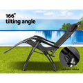Gardeon Zero Gravity Chair Folding Recliner Black Outdoor Sun Lounge