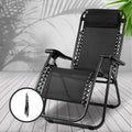 Gardeon Zero Gravity Chair Folding Recliner Black Outdoor Sun Lounge