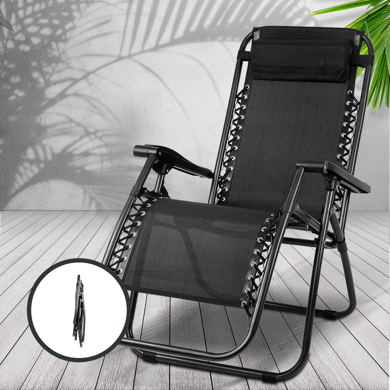 Gardeon Sun Lounge Zero Gravity Chair Outdoor Folding Recliner Reclining Camping