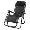 Gardeon Zero Gravity Chair Folding Recliner Black Outdoor Sun Lounge