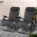 Gardeon 2PC Zero Gravity Chair Folding Recliner Adjustable Black
