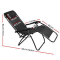 Gardeon 2PC Zero Gravity Chair Folding Recliner Adjustable Black